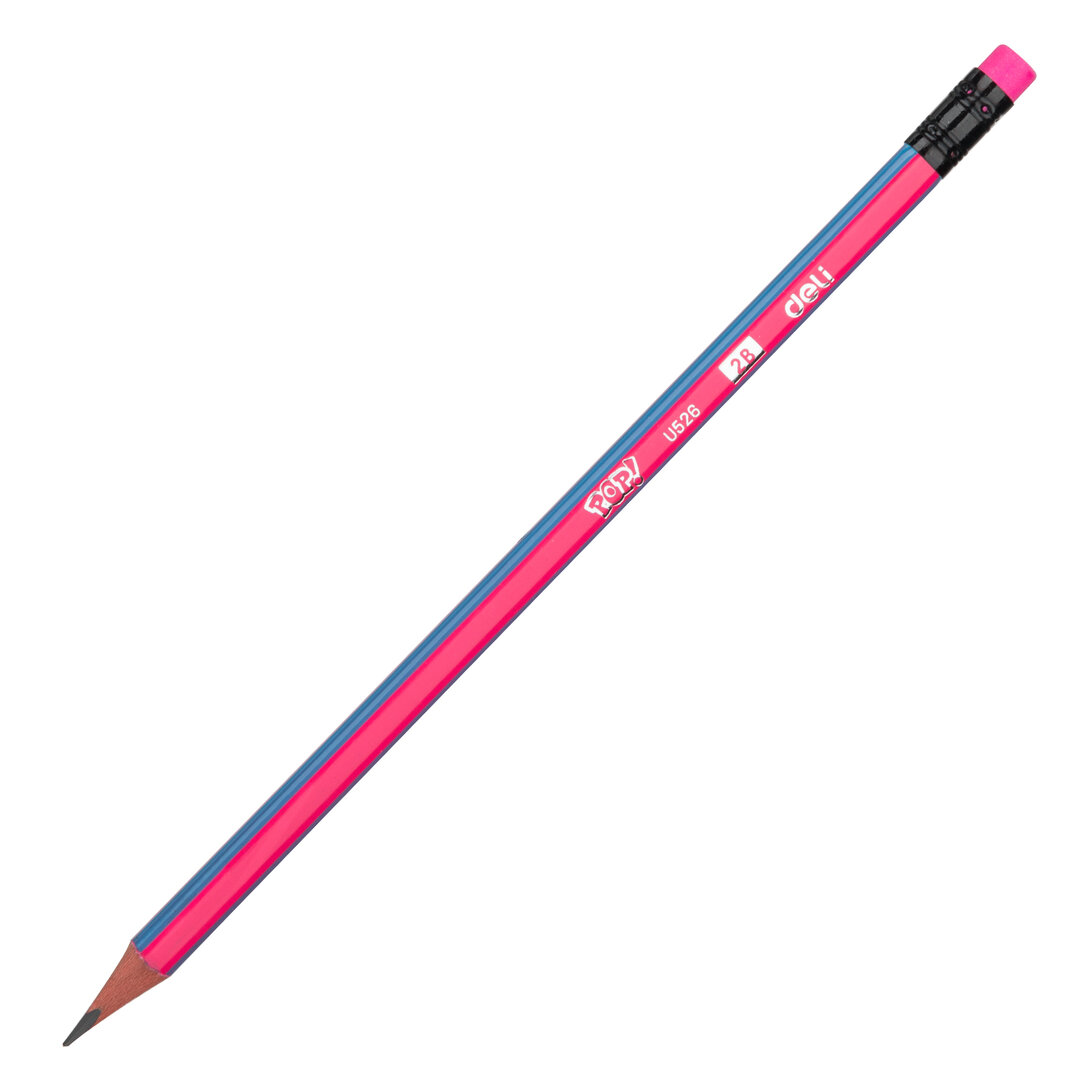სახაზავი ფანქარი POP 2B ზოლიანი ფერადი Deli Graphite Pencil
